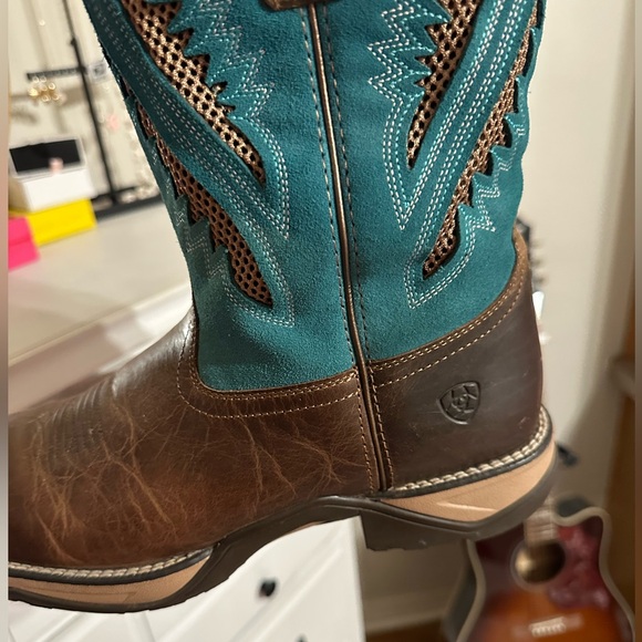 Ariat Square-Toed Turquoise Cowgirl Boots - Picture 3 of 5